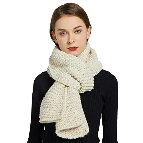 Surblue Winter Chunky Knit Scarf Warm Thick Wrap Pattern Long for Men and Women for Outdoors - 1
