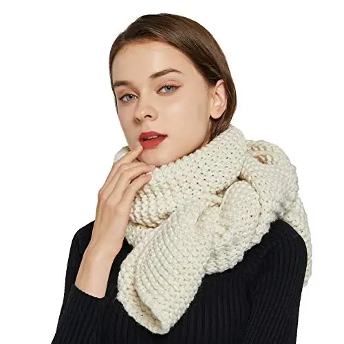 Surblue Winter Chunky Knit Scarf Warm Thick Wrap Pattern Long for Men and Women for Outdoors - 3
