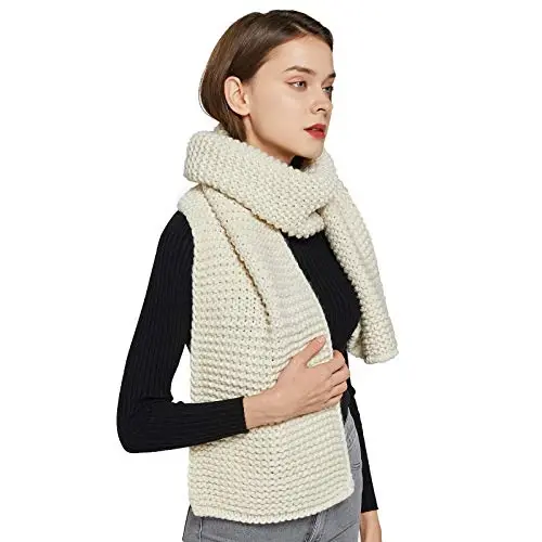 Surblue Winter Chunky Knit Scarf Warm Thick Wrap Pattern Long for Men and Women for Outdoors - 4