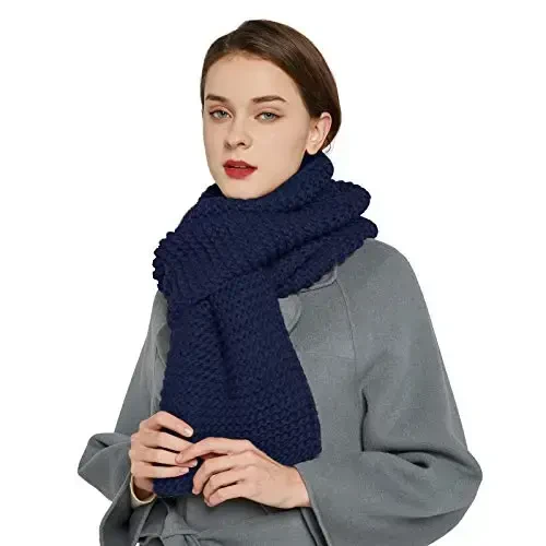 Surblue Winter Chunky Knit Scarf Warm Thick Wrap Pattern Long for Men and Women for Outdoors - 1