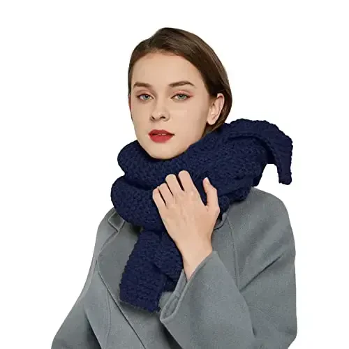 Surblue Winter Chunky Knit Scarf Warm Thick Wrap Pattern Long for Men and Women for Outdoors - 2