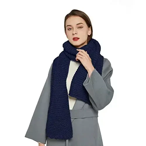 Surblue Winter Chunky Knit Scarf Warm Thick Wrap Pattern Long for Men and Women for Outdoors - 3