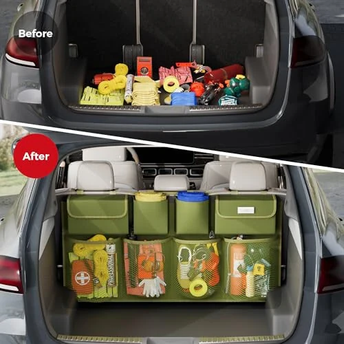 SURDOCA Hanging Trunk Organizer for SUV, [UPGRADED 7 Times] Car Organizers and Storage, Car Accessories Interior, Space Saving Expert-ArmyGreen - 5