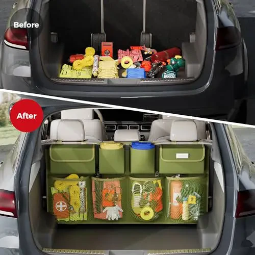 SURDOCA Hanging Trunk Organizer for SUV, [UPGRADED 7 Times] Car Organizers and Storage, Car Accessories Interior, Space Saving Expert-ArmyGreen - 5