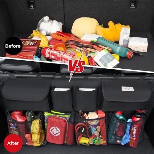 SURDOCA Car Trunk Organizer, LARGE CAPACITY Car Storage Bag with 8 Pockets, 7X Upgraded Trunk Storage Organizer for Car, SUV, Truck, MPV - 1