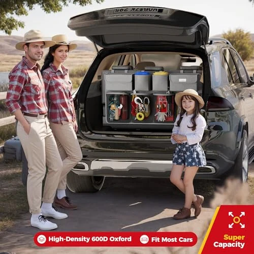 SURDOCA Hanging Trunk Organizer for SUV, [UPGRADED 7 Times] Car Organizers and Storage, Car Accessories Interior, Space Saving Expert-Grey - 8