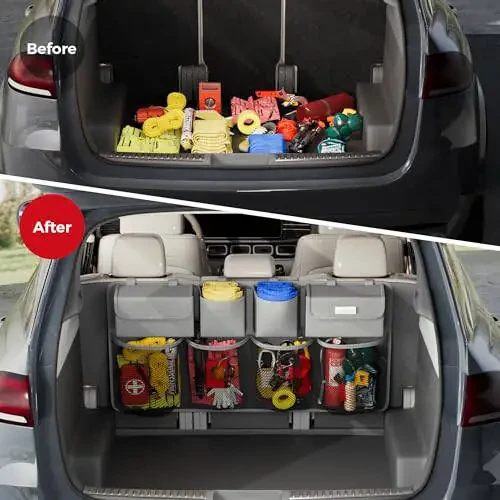 SURDOCA Hanging Trunk Organizer for SUV, [UPGRADED 7 Times] Car Organizers and Storage, Car Accessories Interior, Space Saving Expert-Grey - 10