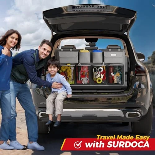 SURDOCA Hanging Trunk Organizer for SUV, [UPGRADED 7 Times] Car Organizers and Storage, Car Accessories Interior, Space Saving Expert-Grey - 12
