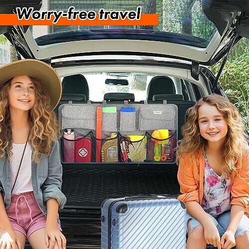 SURDOCA Hanging Trunk Organizer for SUV, [UPGRADED 7 Times] Car Organizers and Storage, Car Accessories Interior, Space Saving Expert-Grey - 6