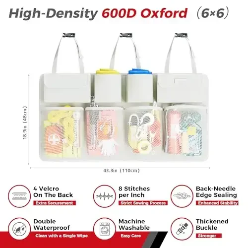 SURDOCA Car Trunk Organizer LARGE SIZE, Hanging Trunk Organizer (43x19in), Foldable Cargo Storage Bag with 8 Pockets, Space Saving Expert for SUV/Truck/MPV - 3