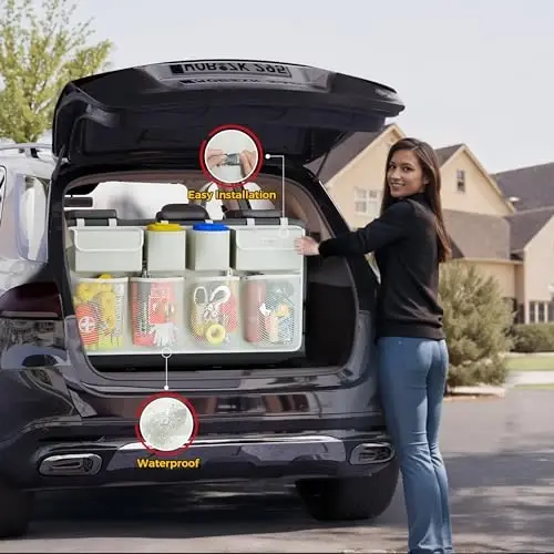 SURDOCA Car Trunk Organizer LARGE SIZE, Hanging Trunk Organizer (43x19in), Foldable Cargo Storage Bag with 8 Pockets, Space Saving Expert for SUV/Truck/MPV - 5