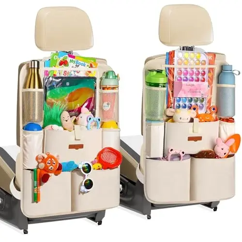 SURDOCA Car Organizers and Storage, Upgraded Car Seat Organizer with 11-inch Touch Screen Tablet Holder, Backseat Car Organizer with 8 Pockets, Car Seat Protector Road Trip Essentials for Kids - 1