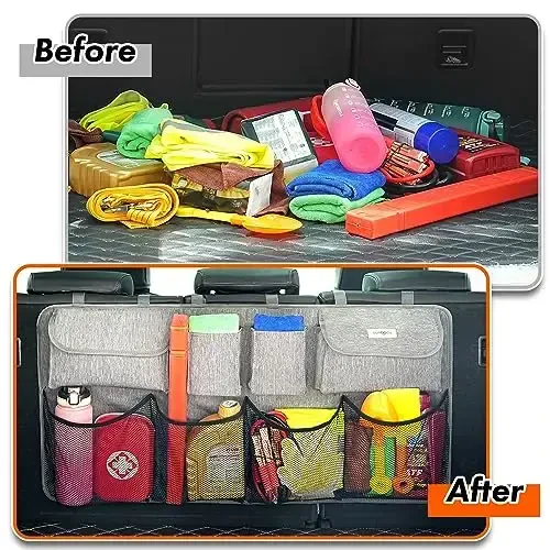SURDOCA Car Trunk Organizer, LARGE CAPACITY(43 x 19 in) Car Storage Bag with 8 Pockets, 7X Upgraded Trunk Storage Organizer for Car, SUV, Truck, MPV - 3
