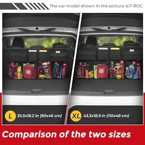 SURDOCA Car Trunk Organizer, LARGE CAPACITY(43 x 19 in) Car Storage Bag with 8 Pockets, 7X Upgraded Trunk Storage Organizer for Car, SUV, Truck, MPV 