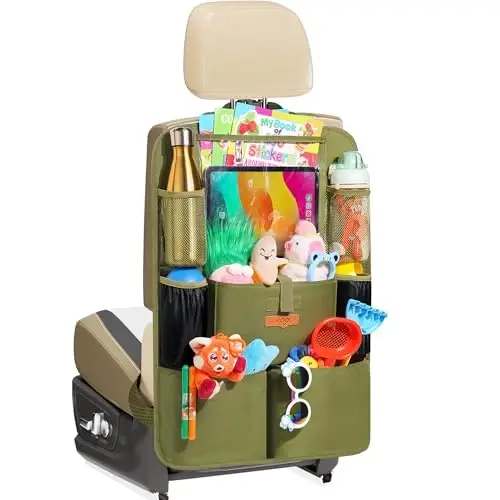 SURDOCA Car Organizers and Storage, Upgraded Car Seat Organizer with 11-inch Touch Screen Tablet Holder, Backseat Car Organizer with 8 Pockets, Car Seat Protector Road Trip Essentials for Kids 