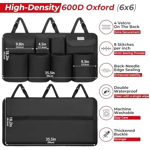 SURDOCA Car Trunk Organizer, LARGE CAPACITY Car Storage Bag with 8 Pockets, 7X Upgraded Trunk Storage Organizer for Car, SUV, Truck, MPV - SURDOCA (1)