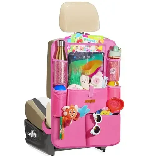 SURDOCA Car Organizers and Storage, Upgraded Car Seat Organizer with 11-inch Touch Screen Tablet Holder, Backseat Car Organizer with 8 Pockets, Car Seat Protector Road Trip Essentials for Kids - 1