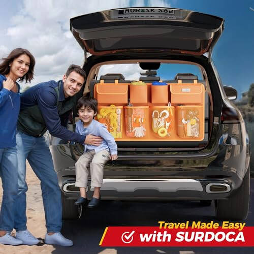 SURDOCA Car Trunk Organizer, 3rd Gen [7 Times Upgrade] Super Capacity Car Organizer SUV, Equipped with Robust Elastic Net, Hanging Car Storage Organizer with Lids, Space Saving Expert - 6