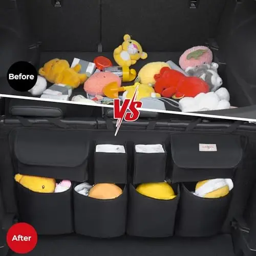 SURDOCA Car Trunk Organizer, LARGE CAPACITY(43 x 19 in) Car Storage Bag with 8 Pockets, 7X Upgraded Trunk Storage Organizer for Car, SUV, Truck, MPV - 4