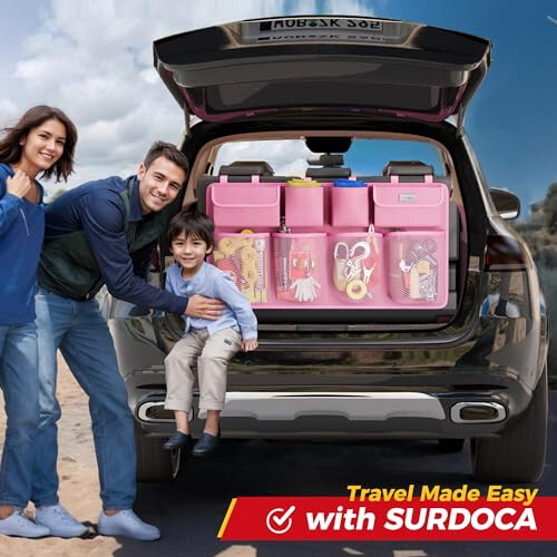 SURDOCA Geniş Araba Bagaj Düzenleyici, 3. Nesil Geliştirilmiş Araba Bagaj Düzenleyici SUV 4 Kaymaz Şeritli, Asılı Araba Depolama Düzenleyici 8 Büyük Cepli, Araba Aksesuarları İç - 6