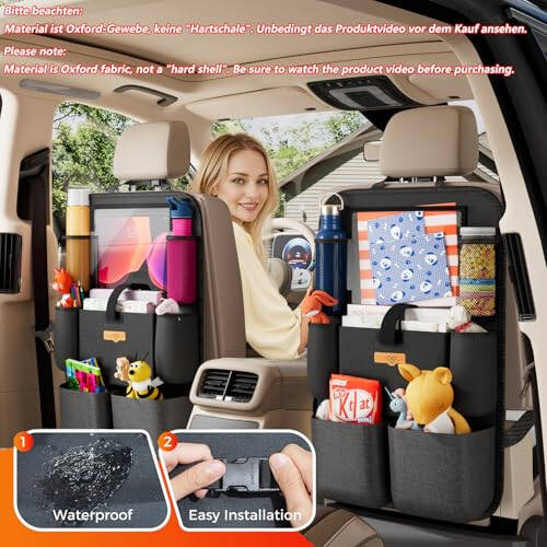 SURDOCA Upgraded Car Organizer with 11-inch Tablet Holder, 8 Pockets, Car Seat Protector for Road Trips - Car Storage and Organizers for Kids - 20