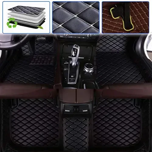 SureKit Custom Car Floor Mats for Toyota Camry XV30 2001-2005 Floor Liner Waterproof Anti-Skid Luxury Leather Full Coverage Liner Front ＆ Rear Mat/Set (Black) - SUREKIT