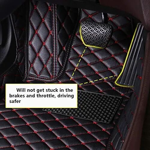 SureKit Custom Car Floor Mats for Toyota Corolla E120 E130 E140 E150 E160 2007-2017 2018 Floor Liner Waterproof Anti-Skid Luxury Leather Full Coverage Liner Front ＆ Rear Mat/Set (red) - 3