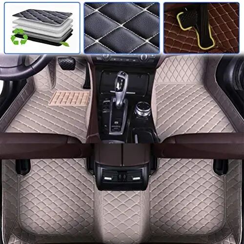 SureKit Custom Car Floor Mats for Toyota Hilux 2004-2010, 2014-2017 Floor Liner Waterproof Anti-Skid Luxury Leather Full Coverage Liner Front ＆ Rear Mat/Set (Gray) - SureKit