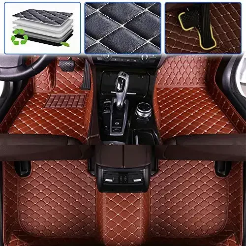 SureKit Toyota Fortuner 2015 2016-2018 uchun maxsus avtomobil gilamlari, pol qoplamasi, suv o'tkazmaydigan, sirpanishga qarshi, hashamatli charm, to'liq qamrovli qoplama, old va orqa gilam/to'plam (jigarrang) 