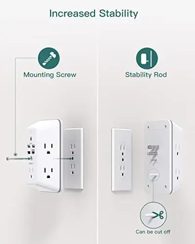 Surge Protector, Outlet Extender with Night Light, Addtam 5-Outlet Splitter and 4 USB Ports(1 USB C), Multi Plug Wall Outlet for Home Office Dorm Room Essentials - 4