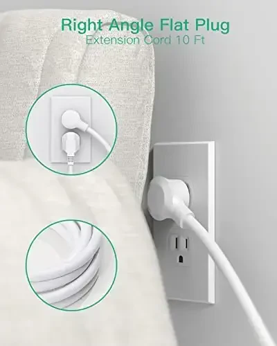 Surge Protector Power Strip 10ft Cord - Flat Plug, Wall Mount, 8 Wide Outlets with 4 USB Ports (1 USB C), Heavy Duty Extension Cord, Charging Station Overload Protection for Home, Office and Dorm - 4