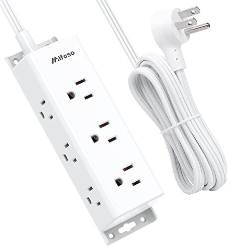 Surge Protector Power Strip - 9 Widely Spaced Multi Outlets, Wall Mount, 3 Side Outlet Extender with 5Ft Extension Cord, Flat Plug for Home Office - MIFASO