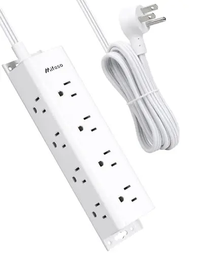 Surge Protector Power Strip - 9 Widely Spaced Multi Outlets, Wall Mount, 3 Side Outlet Extender with 5Ft Extension Cord, Flat Plug for Home Office - 1
