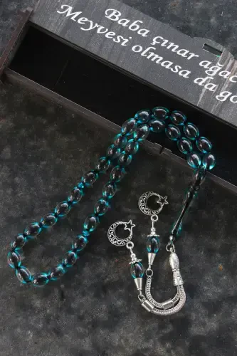 Sürmali chang yantarni tasbeh Ota-onalar kuni-Moviy - 1