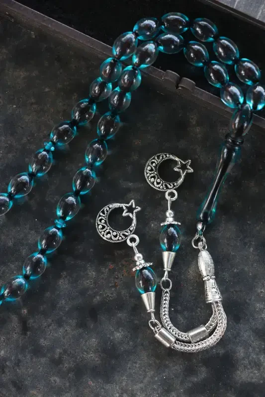 Sürmali chang yantarni tasbeh Ota-onalar kuni-Moviy - 2