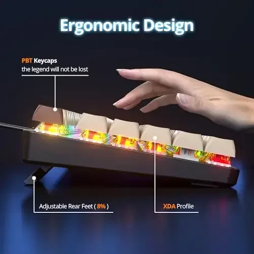 surmen Brown simli mexanik klaviatura Toʻliq oʻlchamli, 104 tugmali RGB Thocky klaviatura, raqamli panel USB Retro PBT tugmachalari Win Gaming/Office uchun (104 Coffee) - 4