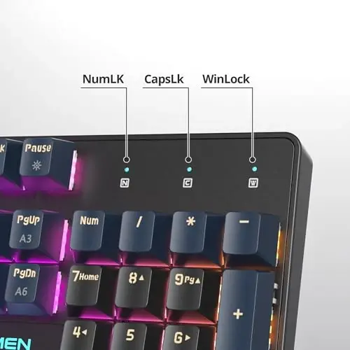 surmen Full Size Creamy Keyboard with Number Pad, 104 Keys RGB Wired Mechanical Gaming Keyboard Backlit with PBT Keycaps Linear Red Switch for Laptop Desktop PC Gamers（104 Blue Samurai B） - 5