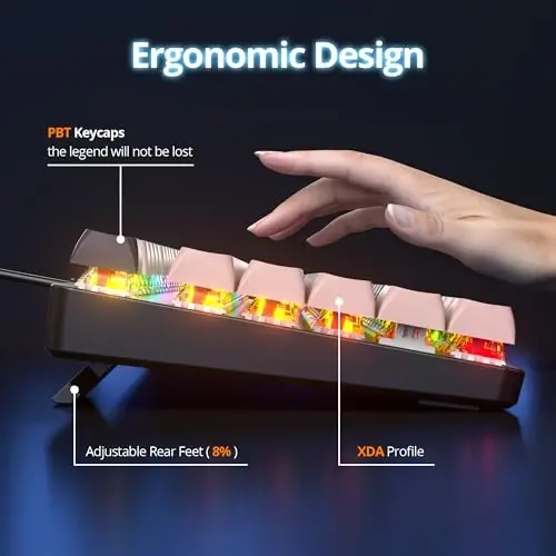 surmen Wired Mechanical Keyboard Full-Size,104-Key RGB Thocky Keyboard with Number Pad USB Retro Brown PBT Keycaps for Win Gaming/Office (104 Heimei) - 4