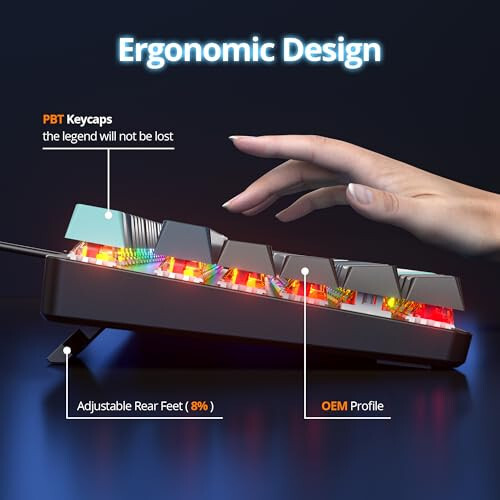 Surmen Tam Boylu Kremsi Klavye Numpadlı, 104 Tuşlu RGB Kablolu Mekanik Oyun Klavyesi Arkaplan Aydınlatmalı PBT Tuş Takımı Lineer Kırmızı Anahtar ile Laptop Masaüstü PC Oyuncuları İçin (104 Canavar) - 4