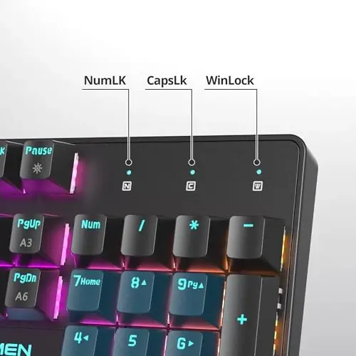 surmen Full Size Creamy Keyboard with Number Pad, 104 Keys RGB Wired Mechanical Gaming Keyboard Backlit with PBT Keycaps Linear Red Switch for Laptop Desktop PC Gamers（104 Monster） - 5