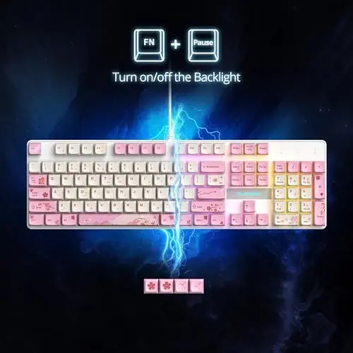 surmen To'liq O'lchamli Pushti Klaviatura Raqamli Panel bilan, 104 Tugmali RGB Simli Mexanik O'yin Klaviatura PBT Keycaps Linear Qizil Switch bilan Noutbuk Desktop PC O'yinchilar uchun（104 Ying） - 3