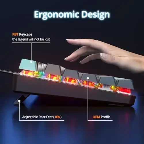 surmen Toʻliq Oʻlchamli Raqamli Panelli Krem Klaviatura, 104 Tugmachali RGB Simli Mexanik Oʻyin Klaviatura PBT Kalpakchali Orqa Yoritgichli Chiziqli Qizil Kalit Noutbuk Stol Kompyuter Oʻyinchilar uchun (104 Monster B) - 4