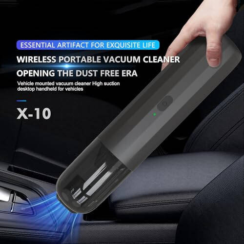 SurnQiee 3-in-1 Handheld Vacuum Cleaner and Cordless Rechargeable Blower, Portable Air Duster and Vacuum Hand Pump for Car, Kitchen, Pet Hair, Small Debris and Keyboard Cleaning (Black) - 4