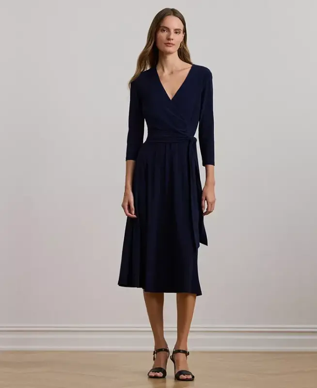 Surplice Jersey Dress-Lighthouse Navy - LAUREN RALPH LAUREN