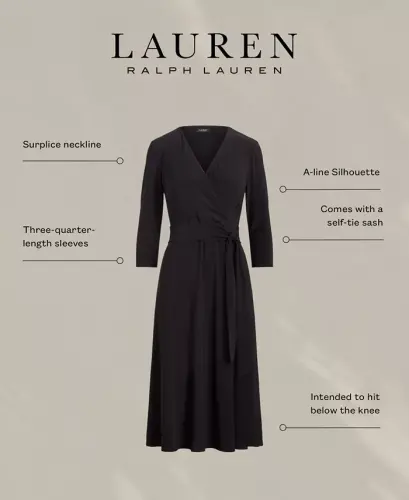 Surplice Jersey Dress - Black - LAUREN RALPH LAUREN (1)
