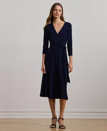 Surplice Jersey Dress-Lighthouse Navy 