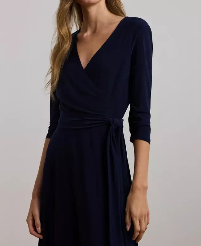 Surplice Jersey Dress-Lighthouse Navy - 4