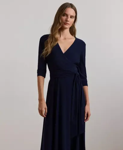Surplice Jersey Dress-Lighthouse Navy - 5