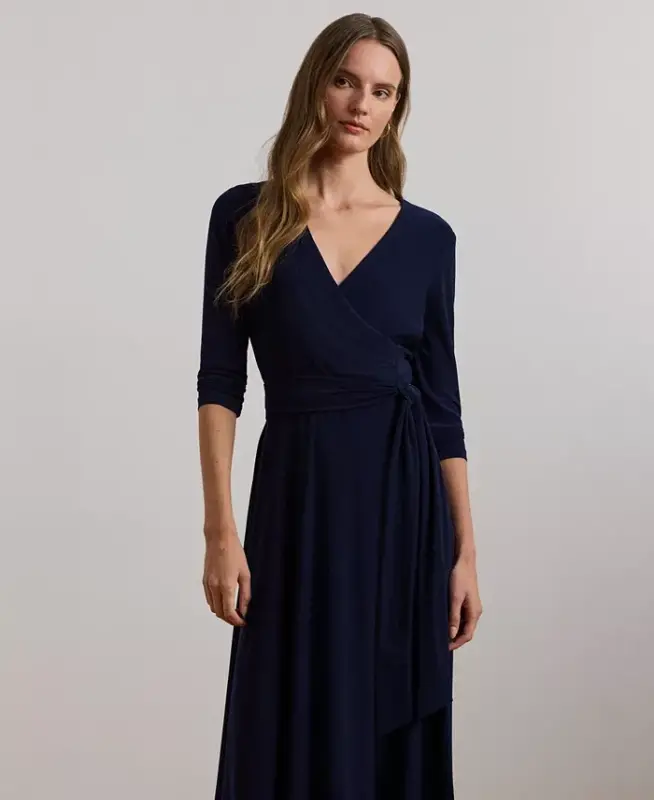 Surplice Jersey Dress-Lighthouse Navy - 5
