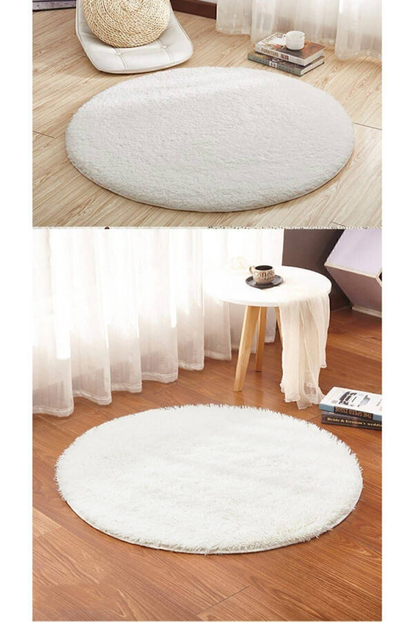 Surprise Home Textile Round White Plush Washable Rug - 17